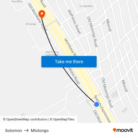 Solomon to Mlolongo map