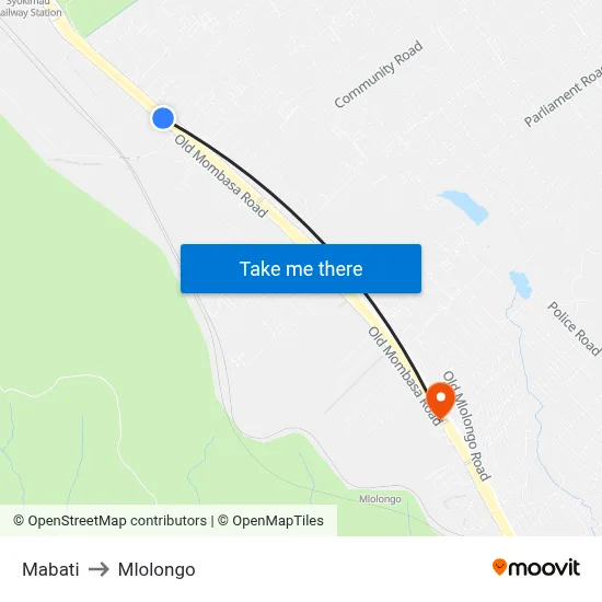 Mabati to Mlolongo map