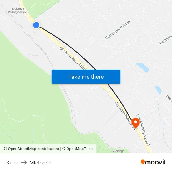 Kapa to Mlolongo map