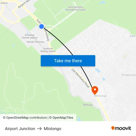 Airport Junction to Mlolongo map