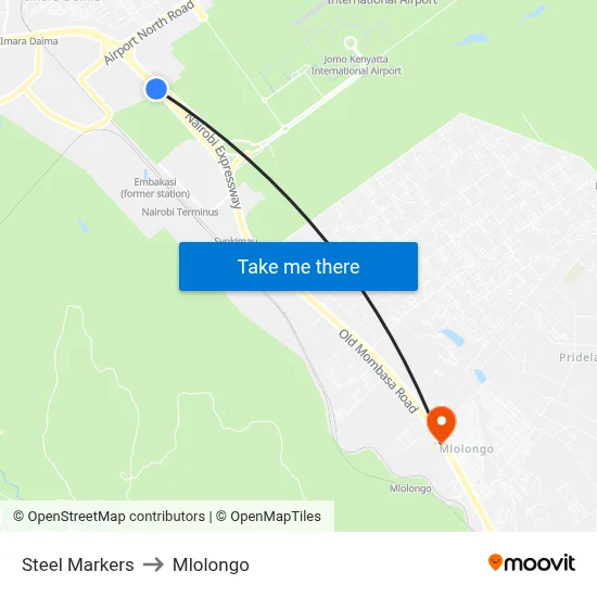 Steel Markers to Mlolongo map