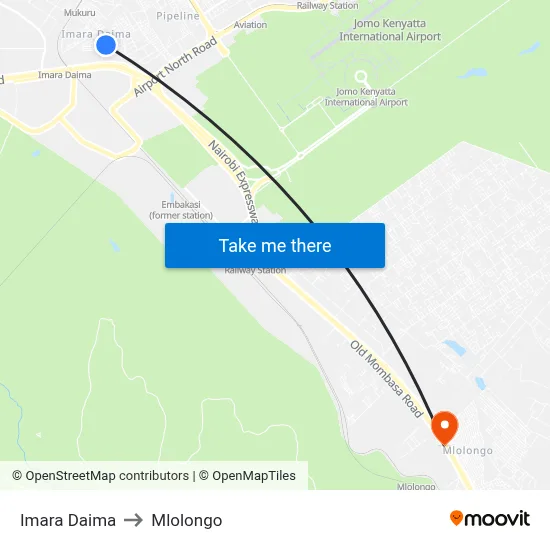 Imara Daima to Mlolongo map