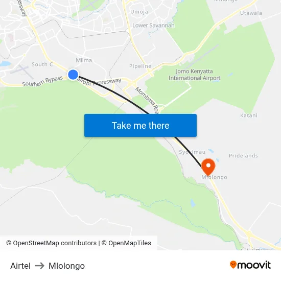 Airtel to Mlolongo map