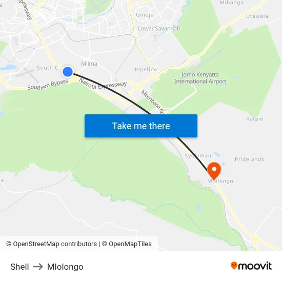 Shell to Mlolongo map