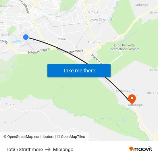 Total/Strathmore to Mlolongo map