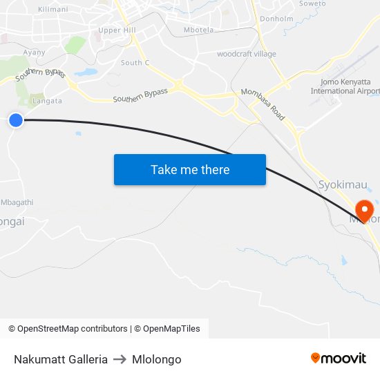 Nakumatt Galleria to Mlolongo map
