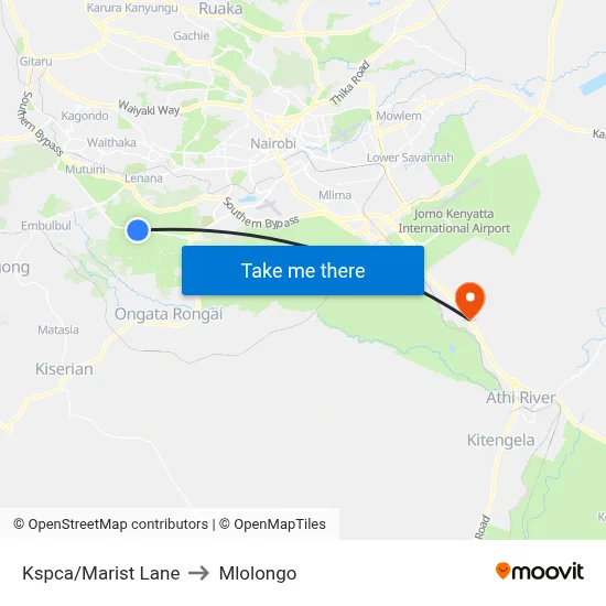 Kspca/Marist Lane to Mlolongo map