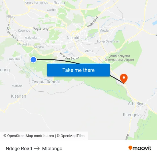 Ndege Road to Mlolongo map