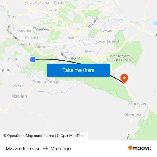 Mazzoldi House to Mlolongo map