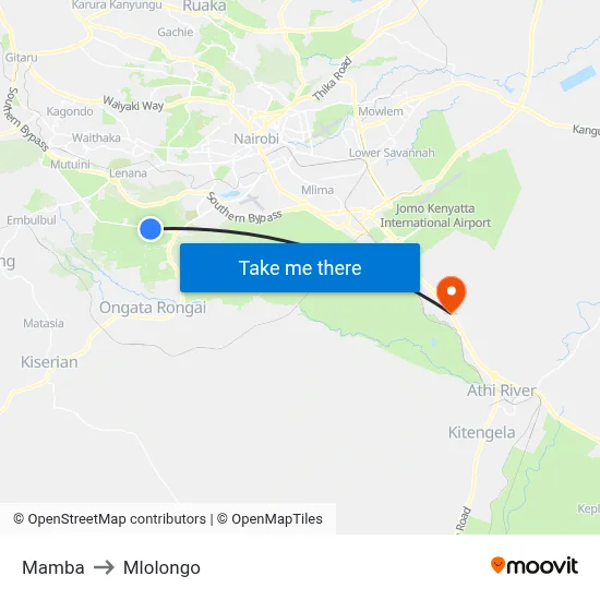 Mamba to Mlolongo map
