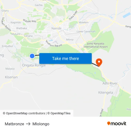 Matbronze to Mlolongo map