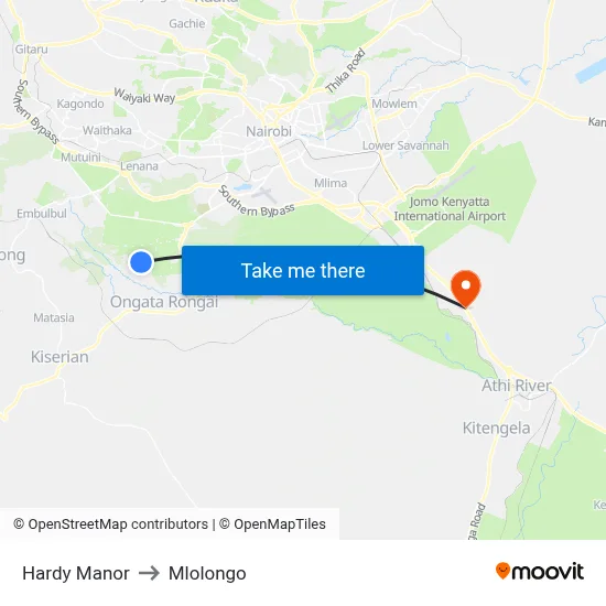 Hardy Manor to Mlolongo map