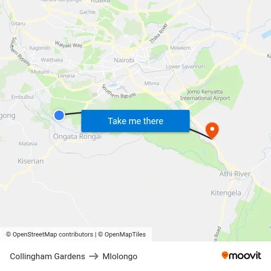 Collingham Gardens to Mlolongo map