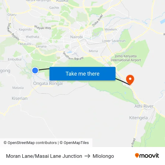 Moran Lane/Masai Lane Junction to Mlolongo map