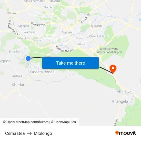 Cemastea to Mlolongo map