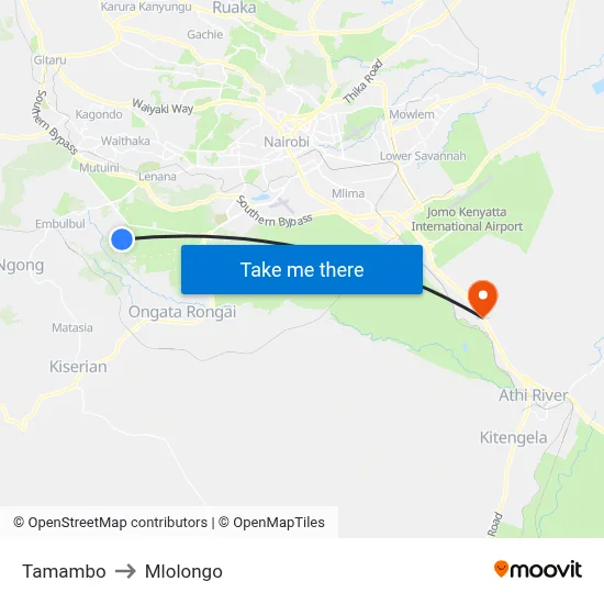 Tamambo to Mlolongo map