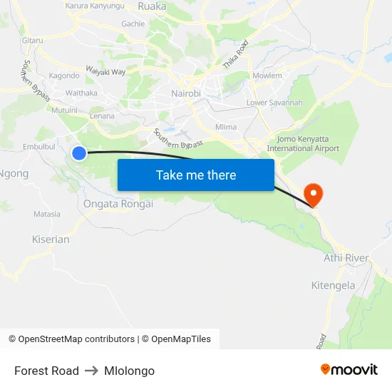 Forest Road to Mlolongo map