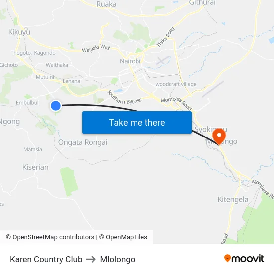 Karen Country Club to Mlolongo map