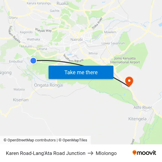 Karen Road-Lang'Ata Road Junction to Mlolongo map