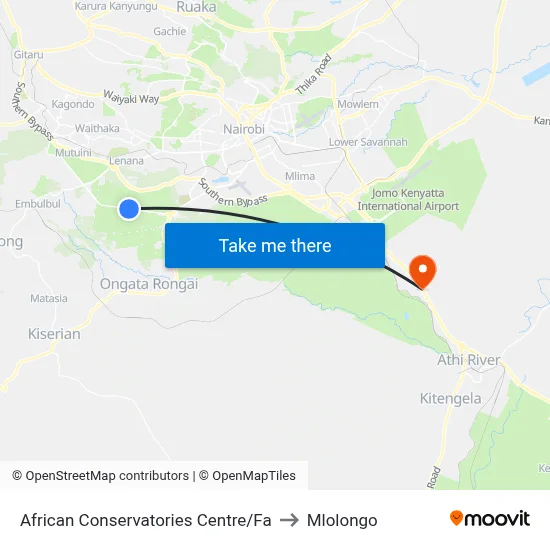African Conservatories Centre/Fa to Mlolongo map