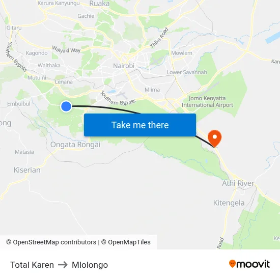 Total Karen to Mlolongo map