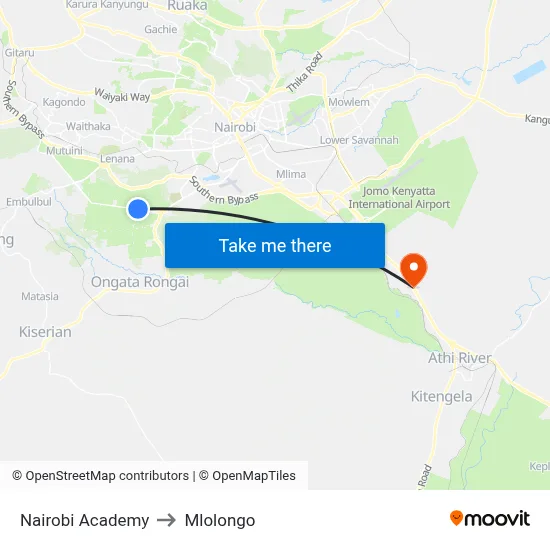 Nairobi Academy to Mlolongo map