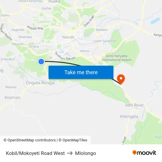 Kobil/Mokoyeti Road West to Mlolongo map