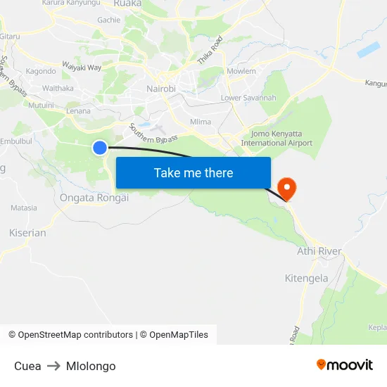 Cuea to Mlolongo map