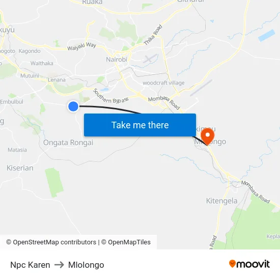 Npc Karen to Mlolongo map