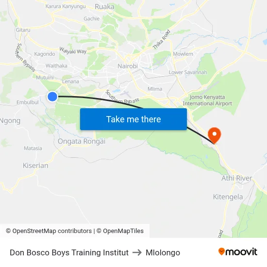Don Bosco Boys Training Institut to Mlolongo map