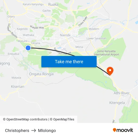 Christophers to Mlolongo map