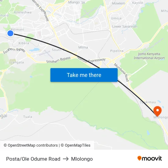 Posta/Ole Odume Road to Mlolongo map