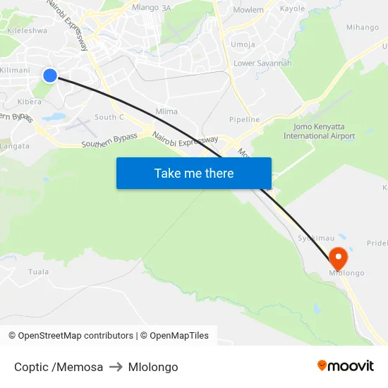 Coptic /Memosa to Mlolongo map