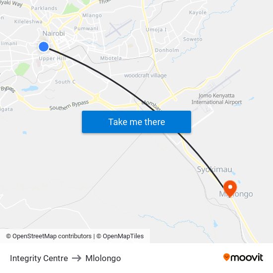 Integrity Centre to Mlolongo map