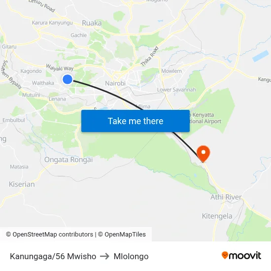 Kanungaga/56 Mwisho to Mlolongo map