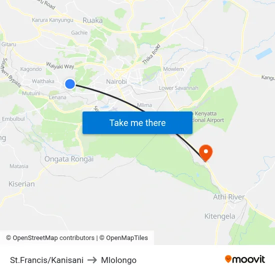 St.Francis/Kanisani to Mlolongo map