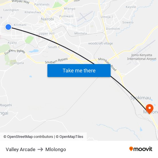 Valley Arcade to Mlolongo map