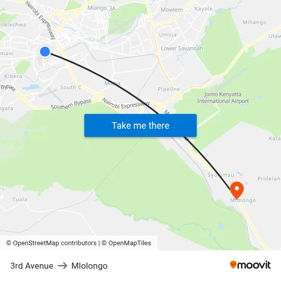 3rd Avenue to Mlolongo map