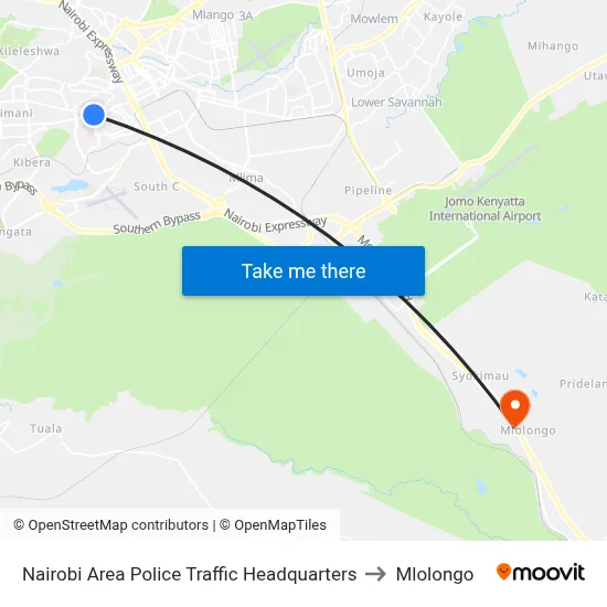 Nairobi Area Police Traffic Headquarters to Mlolongo map