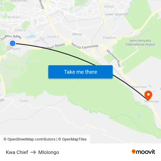 Kwa Chief to Mlolongo map
