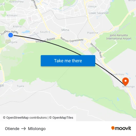 Otiende to Mlolongo map