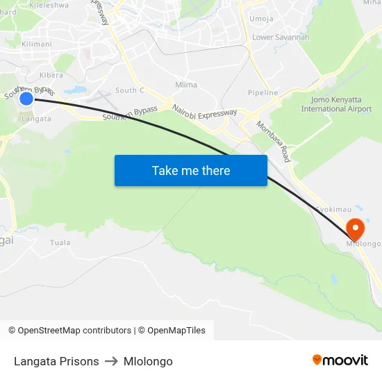 Langata Prisons to Mlolongo map