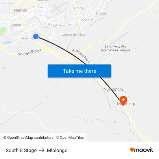 South B Stage to Mlolongo map