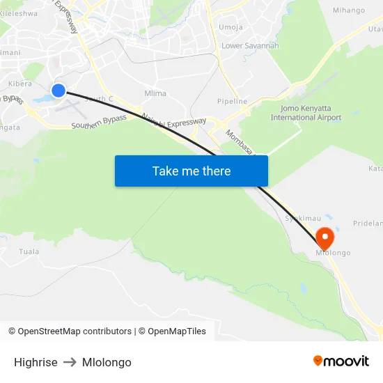 Highrise to Mlolongo map