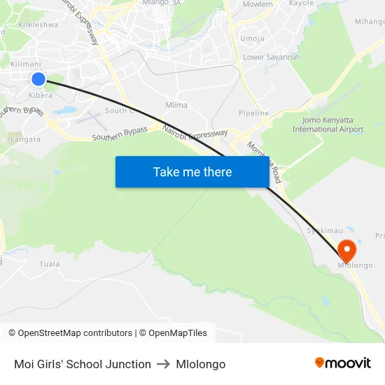 Moi Girls' School Junction to Mlolongo map