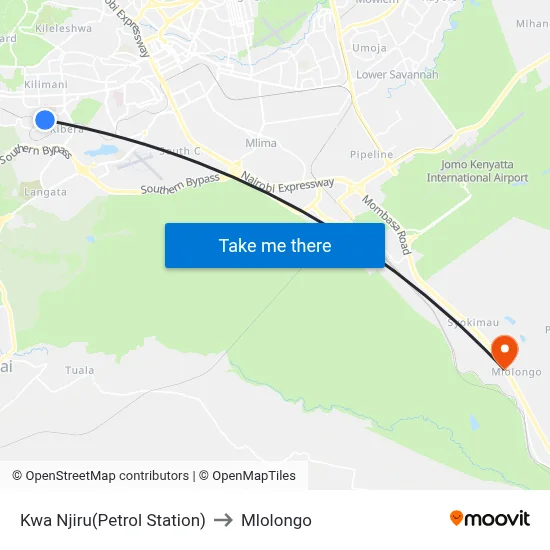 Kwa Njiru(Petrol Station) to Mlolongo map