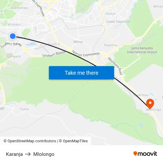 Karanja to Mlolongo map