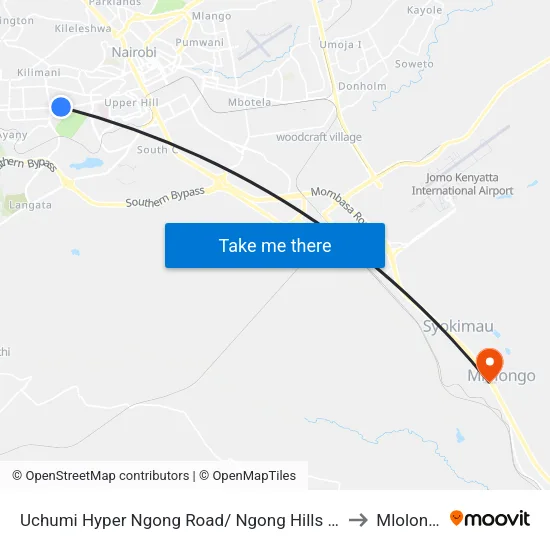 Uchumi Hyper Ngong Road/ Ngong Hills Hotel to Mlolongo map
