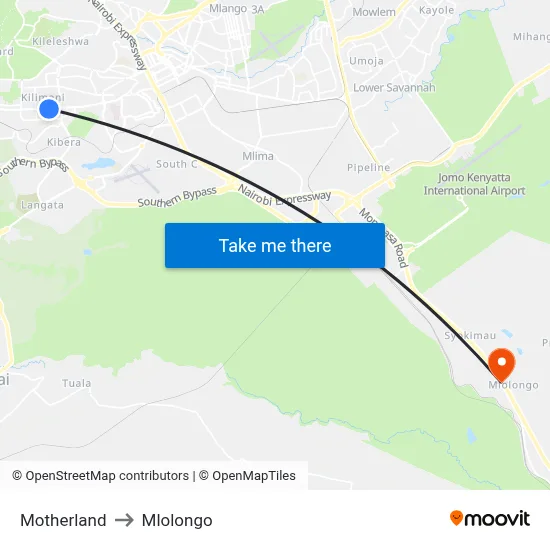 Motherland to Mlolongo map