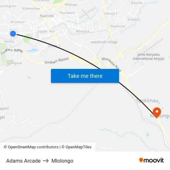 Adams Arcade to Mlolongo map